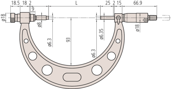 Mitutoyo Değiştirilebilir Uçlu Dış Çap Mikrometresi 0-150 mm | 104-135A